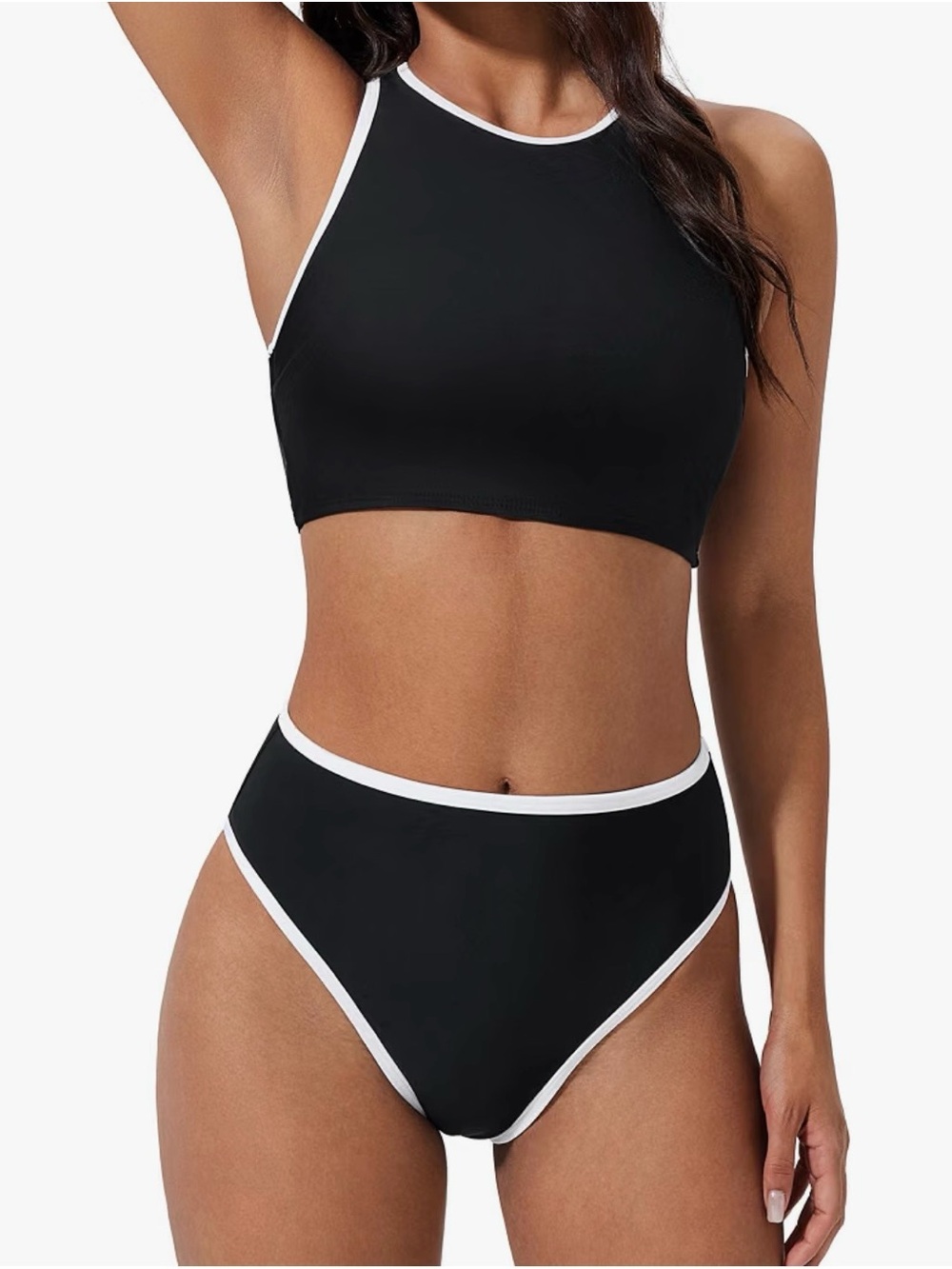 High Neck High Waist Two-Piece Swim Set